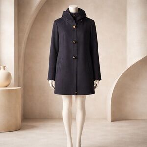 Calvin Klein Elegant Wool Blend Coat Black Womens Size Large